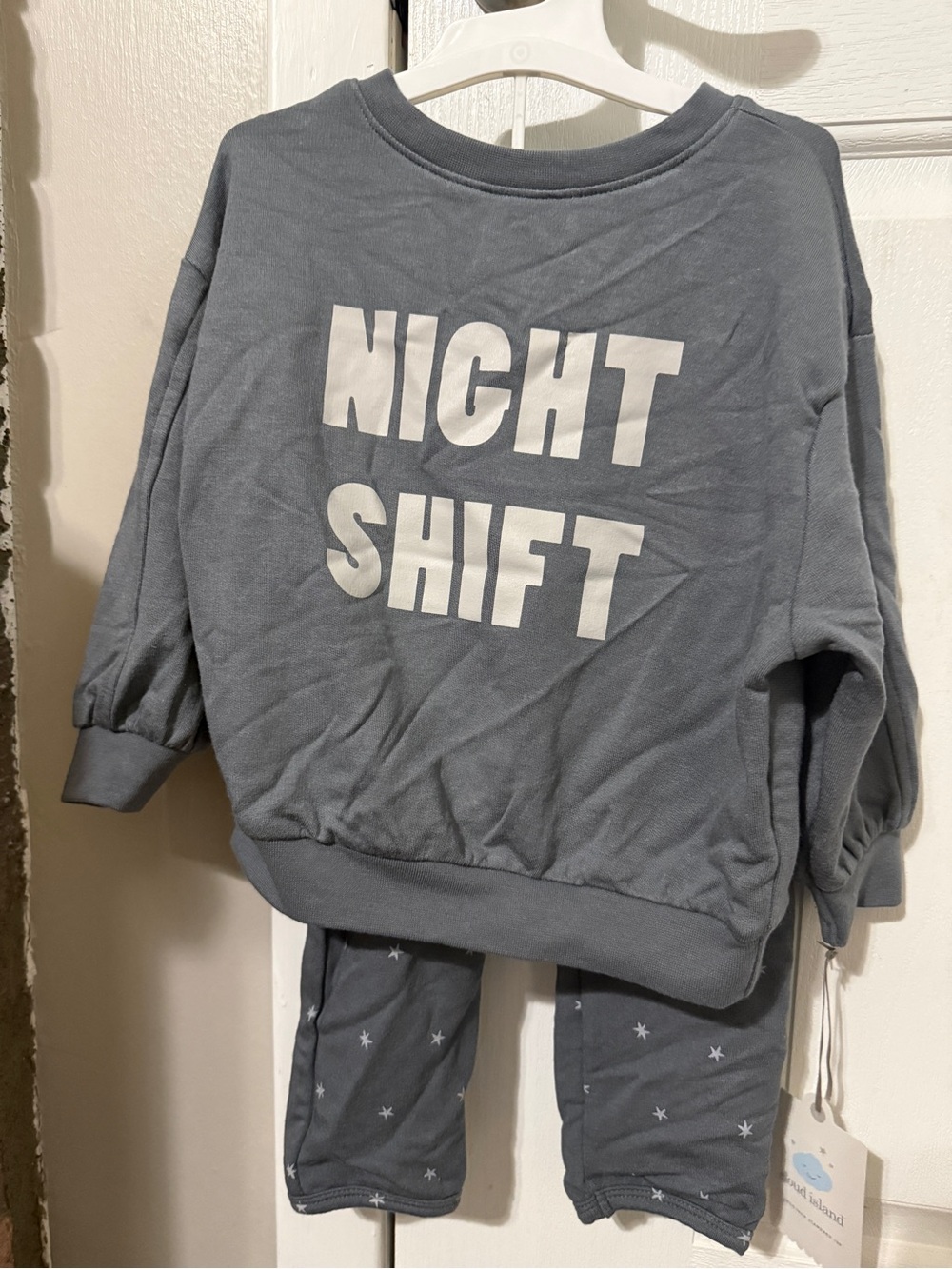 Target Kids Grey Pajama Set with 'Night Shift' Print
